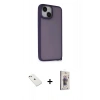 MARSİLYAN™- iPhone 14 Kılıf Atlas Form - Siyah Bilvis 3D Cam Ekran Koruyucu + Diamond Kamera Lens - PE