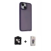 MARSİLYAN™- iPhone 14 Kılıf Atlas Form - Siyah Bilvis 3D Cam Ekran Koruyucu + PVD Metal Kamera Lens - TU