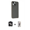 MARSİLYAN™- iPhone 14 Kılıf Atlas Form - Siyah Bilvis 3D Cam Ekran Koruyucu + PVD Metal Kamera Lens - TU