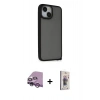 MARSİLYAN™- iPhone 14 Kılıf Atlas Form - Siyah Bilvis 3D Cam Ekran Koruyucu + Raze Metal Kamera Lens - MR