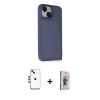 MARSİLYAN™- iPhone 14 Kılıf Atlas Form - Siyah Bilvis 3D Cam Ekran Koruyucu + Shine Kamera Lens - GD