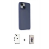 MARSİLYAN™- iPhone 14 Kılıf Atlas Form - Siyah Bilvis 3D Cam Ekran Koruyucu + Shine Kamera Lens - GI