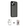 MARSİLYAN™- iPhone 14 Kılıf Atlas Form - Siyah Bilvis 3D Cam Ekran Koruyucu + Shine Kamera Lens - GI