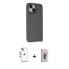 MARSİLYAN™- iPhone 14 Kılıf Atlas Form - Siyah Bilvis 3D Cam Ekran Koruyucu + Shine Kamera Lens - GI