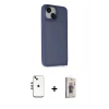 MARSİLYAN™- iPhone 14 Kılıf Atlas Form - Siyah Bilvis 3D Cam Ekran Koruyucu + Shine Kamera Lens - GS