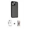MARSİLYAN™- iPhone 14 Kılıf Atlas Form - Siyah Bilvis 3D Cam Ekran Koruyucu + Shine Kamera Lens - GS
