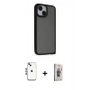 MARSİLYAN™- iPhone 14 Kılıf Atlas Form - Siyah Bilvis 3D Cam Ekran Koruyucu + Shine Kamera Lens - MI