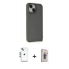 MARSİLYAN™- iPhone 14 Kılıf Atlas Form - Siyah Bilvis 3D Cam Ekran Koruyucu + Shine Kamera Lens - MI