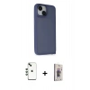 MARSİLYAN™- iPhone 14 Kılıf Atlas Form - Siyah Bilvis 3D Cam Ekran Koruyucu + Shine Kamera Lens - YL