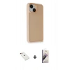 MARSİLYAN™- iPhone 14 Kılıf Atlas Form - Siyah Bilvis 3D Mat Cam Ekran Koruyucu + Diamond Kamera Lens - KI