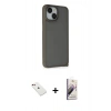 MARSİLYAN™- iPhone 14 Kılıf Atlas Form - Siyah Bilvis 3D Mat Cam Ekran Koruyucu + Diamond Kamera Lens - KI