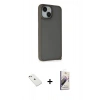 MARSİLYAN™- iPhone 14 Kılıf Atlas Form - Siyah Bilvis 3D Mat Cam Ekran Koruyucu + Diamond Kamera Lens - PE