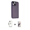 MARSİLYAN™- iPhone 14 Kılıf Atlas Form - Siyah Bilvis 3D Mat Cam Ekran Koruyucu + Shine Kamera Lens - GD