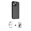 MARSİLYAN™- iPhone 14 Kılıf Atlas Form - Siyah Bilvis 3D Mat Cam Ekran Koruyucu + Shine Kamera Lens - GD