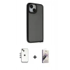 MARSİLYAN™- iPhone 14 Kılıf Atlas Form - Siyah Bilvis 3D Mat Cam Ekran Koruyucu + Shine Kamera Lens - GI