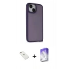 MARSİLYAN™- iPhone 14 Kılıf Atlas Form - Siyah Bilvis 5in1 3D Magic Cam Ekran Koruyucu + Diamond Kamera Lens - PE