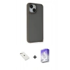 MARSİLYAN™- iPhone 14 Kılıf Atlas Form - Siyah Bilvis 5in1 3D Magic Cam Ekran Koruyucu + Diamond Kamera Lens - PE