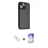 MARSİLYAN™- iPhone 14 Kılıf Atlas Form - Siyah Bilvis 5in1 3D Magic Cam Ekran Koruyucu + Diamond Kamera Lens - PE