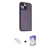 MARSİLYAN™- iPhone 14 Kılıf Atlas Form - Siyah Bilvis 5in1 3D Magic Cam Ekran Koruyucu + Diamond Kamera Lens - YL