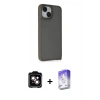 MARSİLYAN™- iPhone 14 Kılıf Atlas Form - Siyah Bilvis 5in1 3D Magic Cam Ekran Koruyucu + PVD Metal Kamera Lens - TU