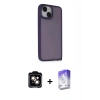 MARSİLYAN™- iPhone 14 Kılıf Atlas Form - Siyah Bilvis 5in1 3D Magic Cam Ekran Koruyucu + PVD Metal Kamera Lens - TU