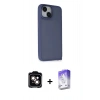 MARSİLYAN™- iPhone 14 Kılıf Atlas Form - Siyah Bilvis 5in1 3D Magic Cam Ekran Koruyucu + PVD Metal Kamera Lens - TU