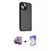 MARSİLYAN™- iPhone 14 Kılıf Atlas Form - Siyah Bilvis 5in1 3D Magic Cam Ekran Koruyucu + Raze Metal Kamera Lens - SH