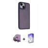 MARSİLYAN™- iPhone 14 Kılıf Atlas Form - Siyah Bilvis 5in1 3D Magic Cam Ekran Koruyucu + Raze Metal Kamera Lens - SH
