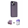 MARSİLYAN™- iPhone 14 Kılıf Atlas Form - Siyah Bilvis 5in1 3D Magic Cam Ekran Koruyucu + Raze Metal Kamera Lens - KI