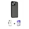 MARSİLYAN™- iPhone 14 Kılıf Atlas Form - Siyah Bilvis 5in1 3D Magic Cam Ekran Koruyucu + Shine Kamera Lens - SH