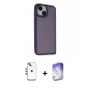 MARSİLYAN™- iPhone 14 Kılıf Atlas Form - Siyah Bilvis 5in1 3D Magic Cam Ekran Koruyucu + Shine Kamera Lens - GI