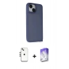 MARSİLYAN™- iPhone 14 Kılıf Atlas Form - Siyah Bilvis 5in1 3D Magic Cam Ekran Koruyucu + Shine Kamera Lens - GS