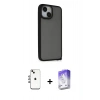 MARSİLYAN™- iPhone 14 Kılıf Atlas Form - Siyah Bilvis 5in1 3D Magic Cam Ekran Koruyucu + Shine Kamera Lens - GI