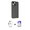 MARSİLYAN™- iPhone 14 Kılıf Atlas Form - Siyah Bilvis 5in1 3D Magic Cam Ekran Koruyucu + Shine Kamera Lens - SH