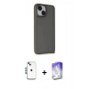 MARSİLYAN™- iPhone 14 Kılıf Atlas Form - Siyah Bilvis 5in1 3D Magic Cam Ekran Koruyucu + Shine Kamera Lens - MI