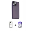 MARSİLYAN™- iPhone 14 Kılıf Atlas Form - Siyah Bilvis 5in1 3D Magic Cam Ekran Koruyucu + Shine Kamera Lens - SH