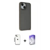 MARSİLYAN™- iPhone 14 Kılıf Atlas Form - Siyah Bilvis 5in1 3D Magic Cam Ekran Koruyucu + Shine Kamera Lens - GI