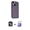 MARSİLYAN™- iPhone 14 Kılıf Atlas Form - Siyah Bilvis 5in1 5D Magic Hayalet Cam Ekran Koruyucu + PVD Metal Kamera Lens - SH