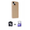 MARSİLYAN™- iPhone 14 Kılıf Atlas Form - Siyah Bilvis 5in1 5D Magic Hayalet Cam Ekran Koruyucu + PVD Metal Kamera Lens - SH