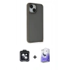 MARSİLYAN™- iPhone 14 Kılıf Atlas Form - Siyah Bilvis 5in1 5D Magic Hayalet Cam Ekran Koruyucu + PVD Metal Kamera Lens - SH