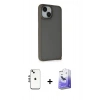 MARSİLYAN™- iPhone 14 Kılıf Atlas Form - Siyah Bilvis 5in1 5D Magic Hayalet Cam Ekran Koruyucu + Shine Kamera Lens - GS