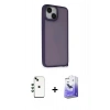 MARSİLYAN™- iPhone 14 Kılıf Atlas Form - Siyah Bilvis 5in1 5D Magic Hayalet Cam Ekran Koruyucu + Shine Kamera Lens - YL