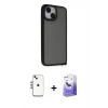 MARSİLYAN™- iPhone 14 Kılıf Atlas Form - Siyah Bilvis 5in1 5D Magic Hayalet Cam Ekran Koruyucu + Shine Kamera Lens - GS