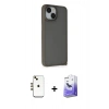 MARSİLYAN™- iPhone 14 Kılıf Atlas Form - Siyah Bilvis 5in1 5D Magic Hayalet Cam Ekran Koruyucu + Shine Kamera Lens - GD