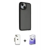MARSİLYAN™- iPhone 14 Kılıf Atlas Form - Siyah Bilvis 5in1 5D Magic Hayalet Cam Ekran Koruyucu + Shine Kamera Lens - GD