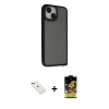 MARSİLYAN™- iPhone 14 Kılıf Atlas Form - Siyah Buffer Cam Ekran Koruyucu + Diamond Kamera Lens - YL
