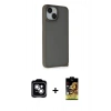 MARSİLYAN™- iPhone 14 Kılıf Atlas Form - Siyah Buffer Cam Ekran Koruyucu + PVD Metal Kamera Lens - GS