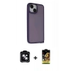 MARSİLYAN™- iPhone 14 Kılıf Atlas Form - Siyah Buffer Cam Ekran Koruyucu + PVD Metal Kamera Lens - MI