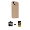 MARSİLYAN™- iPhone 14 Kılıf Atlas Form - Siyah Buffer Cam Ekran Koruyucu + PVD Metal Kamera Lens - MI