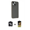 MARSİLYAN™- iPhone 14 Kılıf Atlas Form - Siyah Buffer Cam Ekran Koruyucu + PVD Metal Kamera Lens - MI